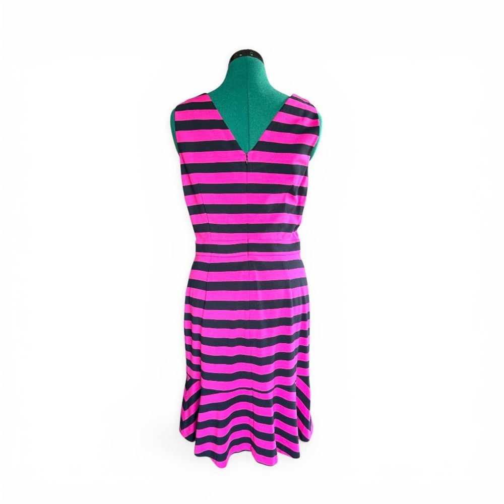 Banana Republic Hot Pink and Black Striped Sleeveless Midi Dress with Ruffle Hem - Picture 8 of 10